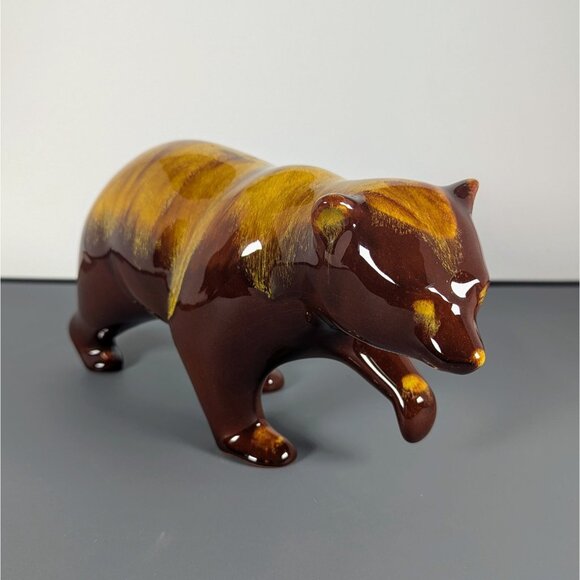 Rare Blue Mountain Pottery Bear Harvest Gold 5" H x 11" L Experimental - Picture 1 of 5